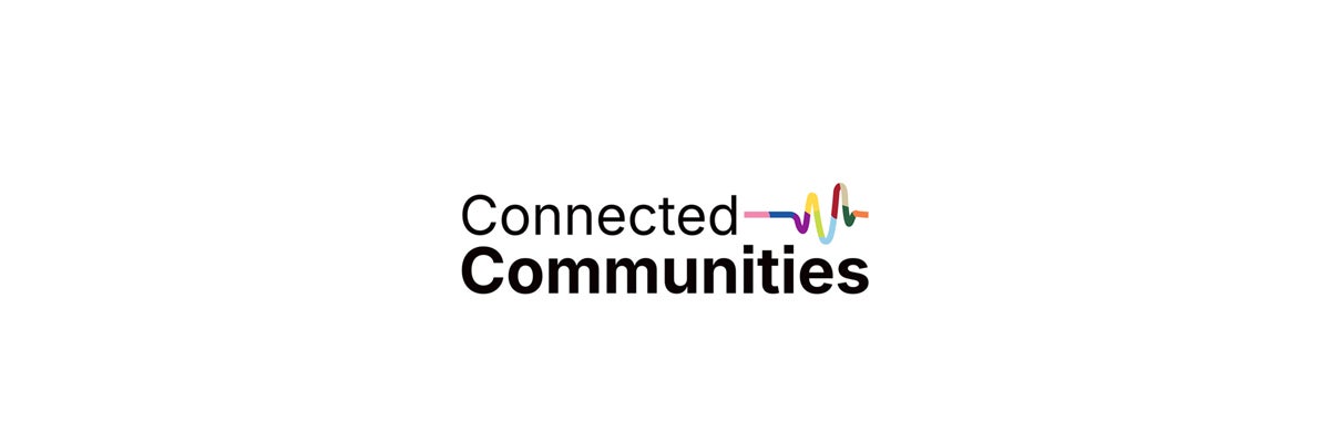 Connected communities with a coloured heartbeat line next to it