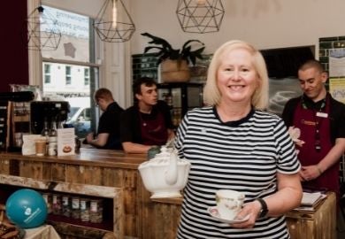 Sheila at the Smile for Life cafe in Gosforth