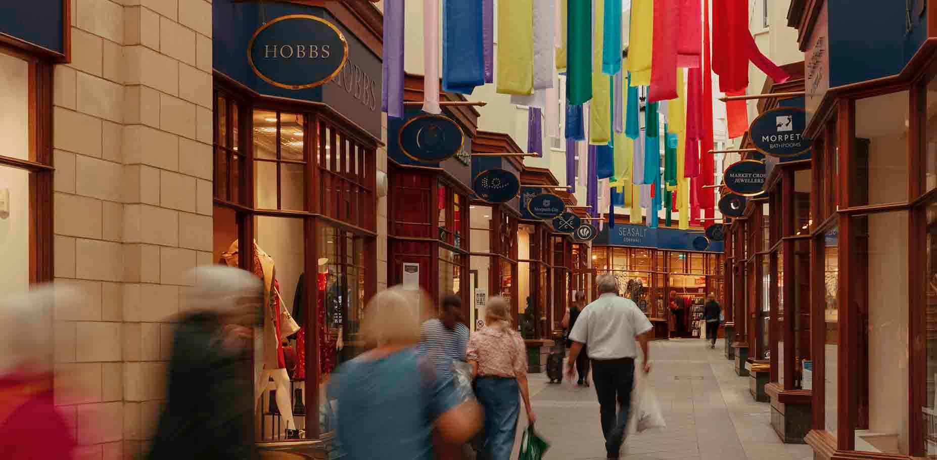 Indoor shopping center in Morpeth. 
