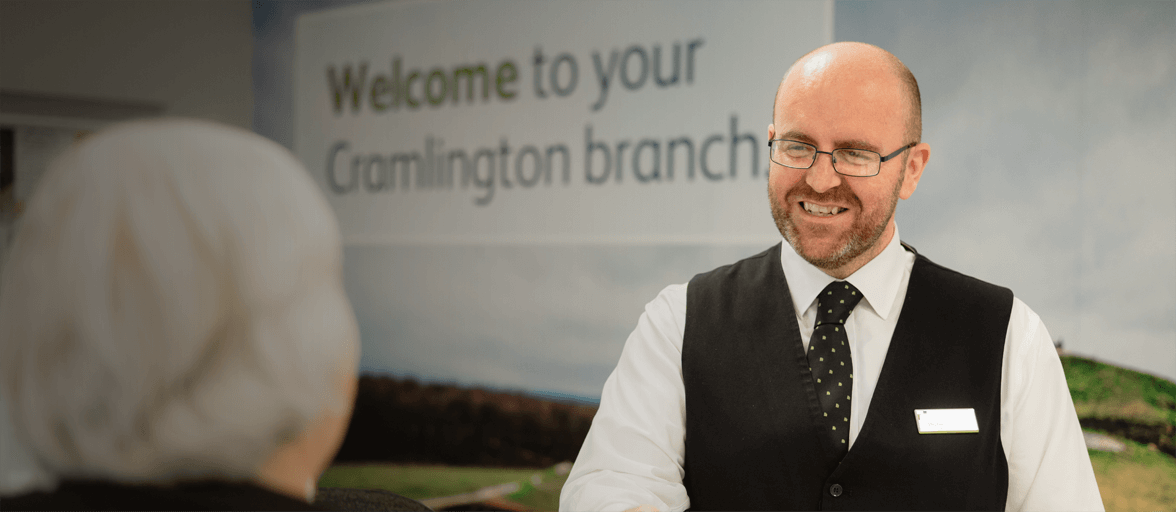 Cramlington branch magaer, smiling