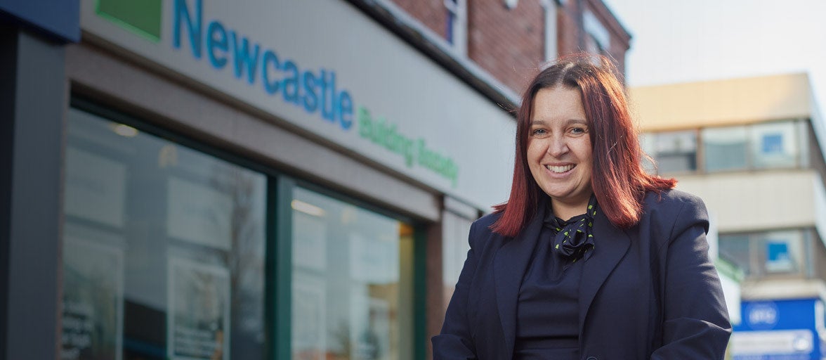 Hartrlepool's Branch Manager, Carrieanne. Stood in front of the branch, smiling. 