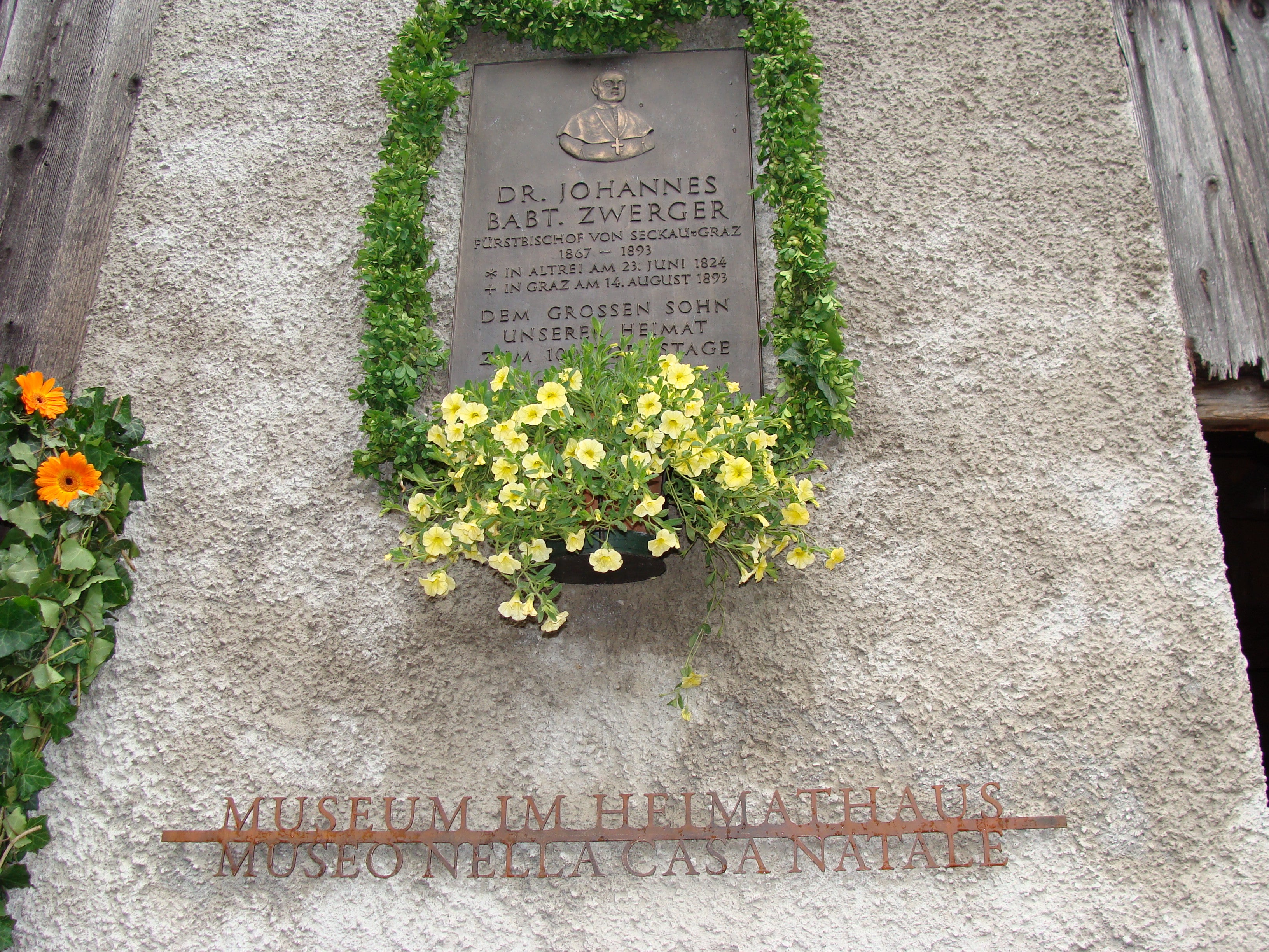Museo nella casa natale del Vescovo Johannes Zwerger. Foto Comune di Anterivo