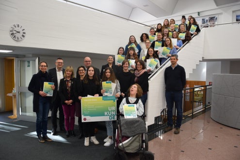 Preisverleihung Wettbewerb politische Bildung 2. Klasse. Foto: FS Tisens