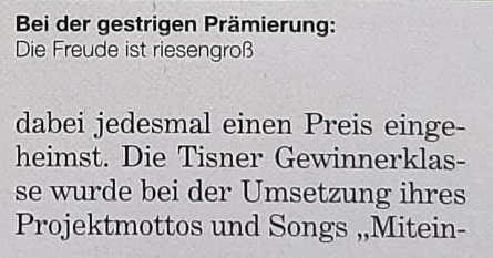 Preisverleihung des Wettbewerbs politische Bildung. Foto: FS Tisens