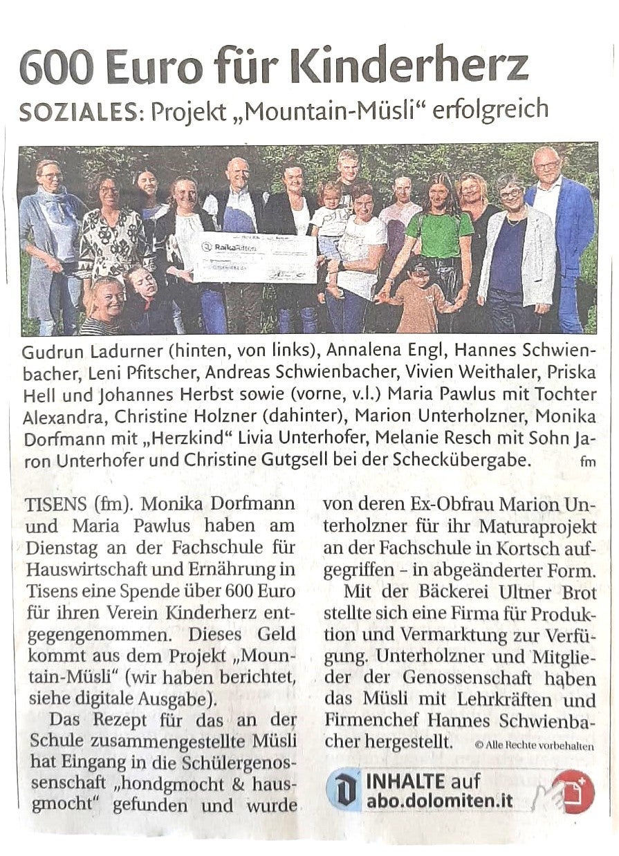 Scheckübergabe "Kinderherz". Foto: Florian Mair