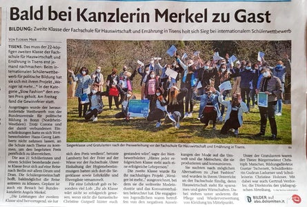 Zeitungsartikel zum Wettbewerb Politische Bildung. Foto: FS Tisens