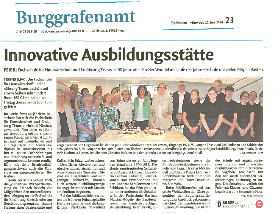 Innovative Ausbildungsstätte. Foto: LPA / FS Tisens