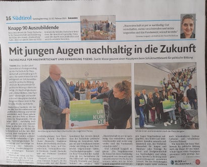 Preisverleihung des Wettbewerbs politische Bildung. Foto: FS Tisens