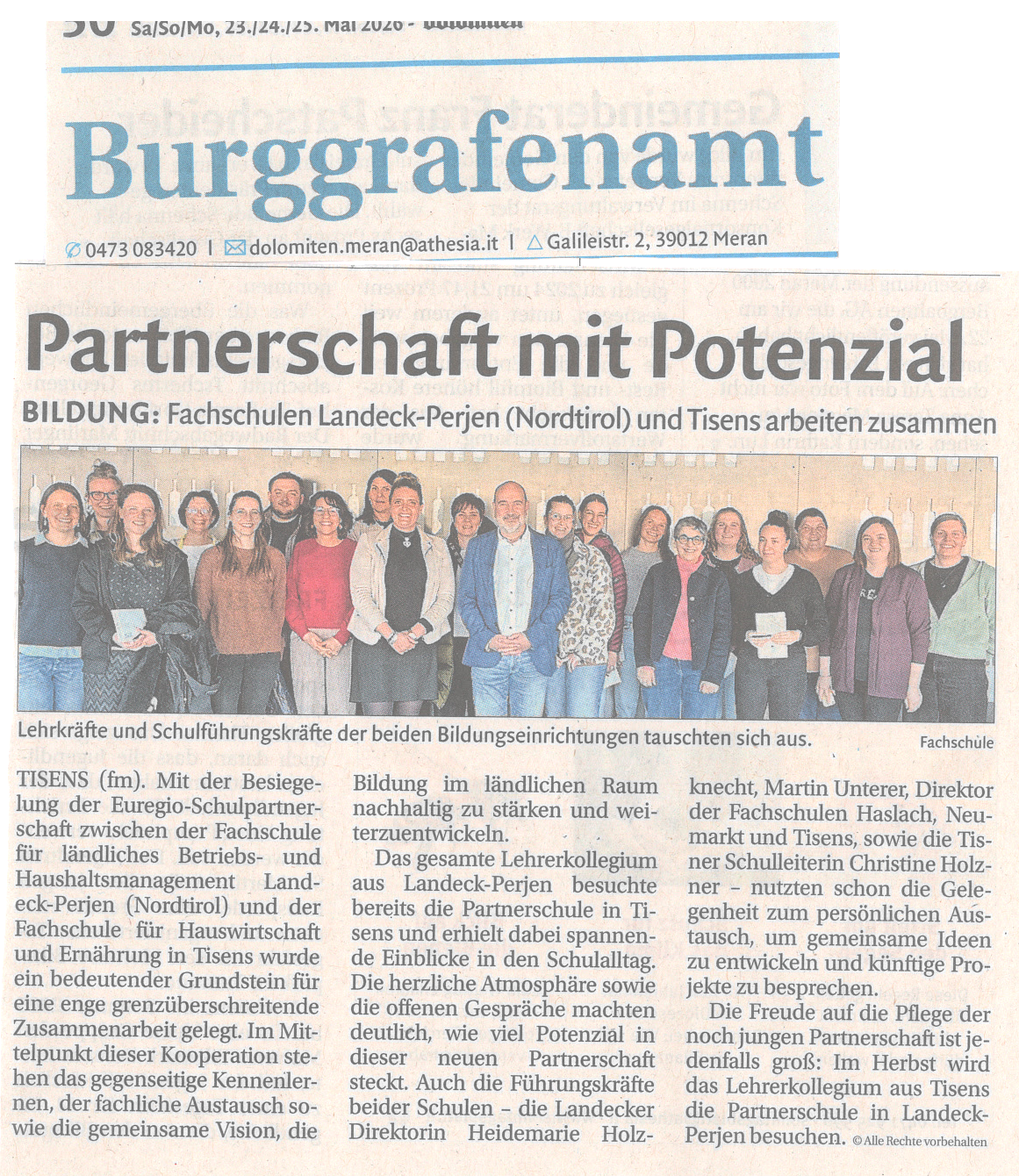 Partnerschafft mit Potenzial, Foto FS Tisens