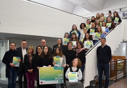 Preisverleihung Wettbewerb politische Bildung 2. Klasse. Foto: FS Tisens