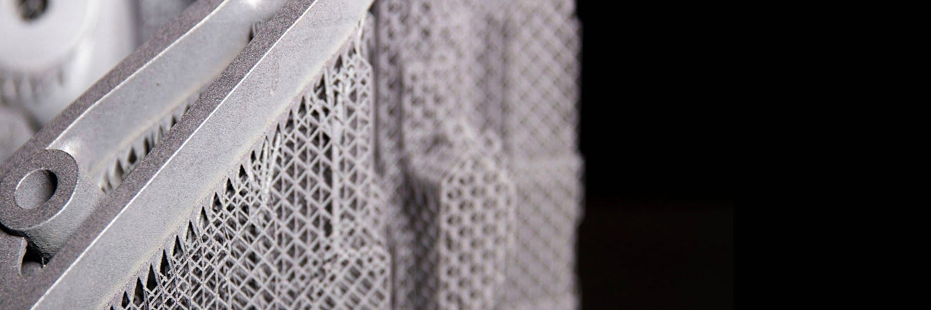 Metal 3D-printed part, close-up view of support structure