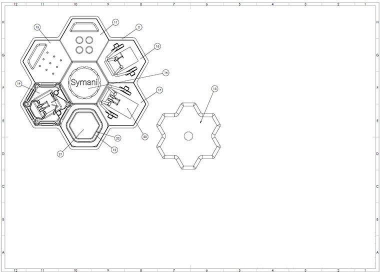Blueprints of MMI's surgical training board.