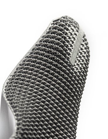 End of an insole 3D printed in Multi Jet Fusion PA 12