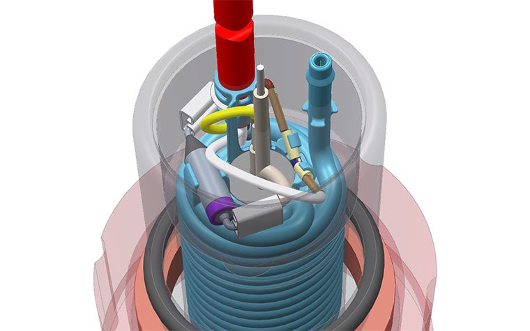 A CAD design of the heatsink from Metrohm Applikon's MARGA air pollution measurement system.