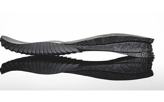 Side view of texturing on a 3D-printed insole