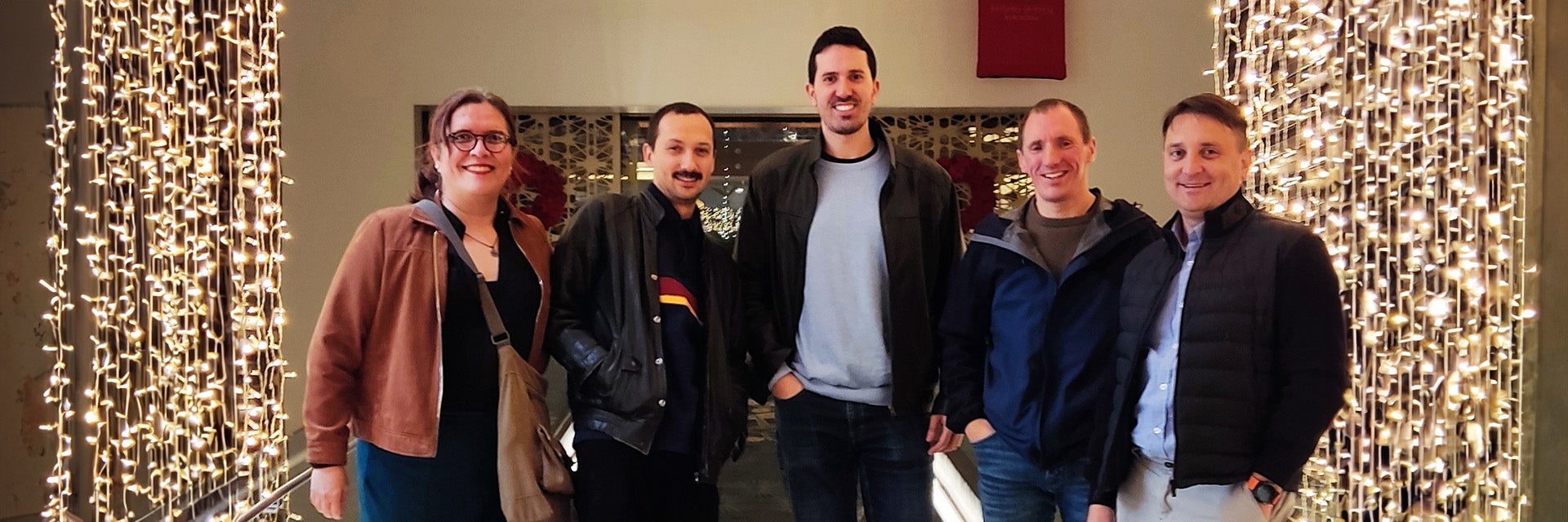 Spanish Materialise team posing together for a group photo in Leuven, Belgium