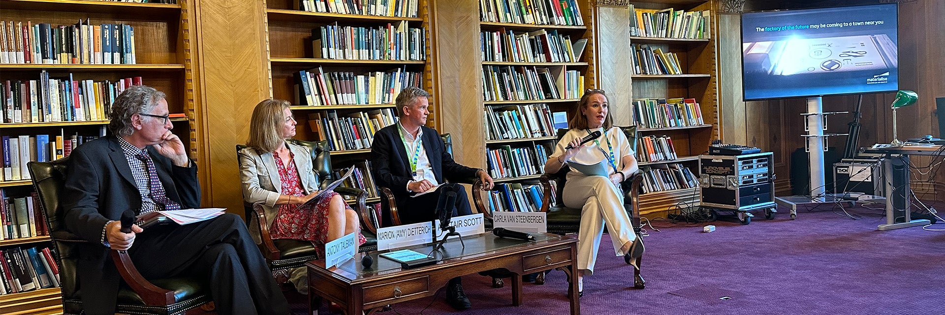 Carla Van Steenbergen, Chief Legal Officer at Materialise, speaking at the WTO's Public Forum 2023.