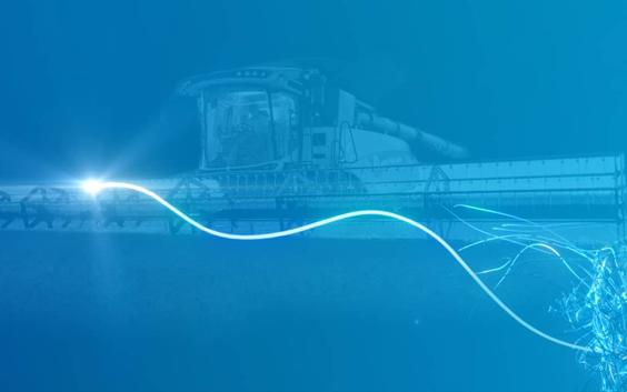 Beam of light in front of a farm machine