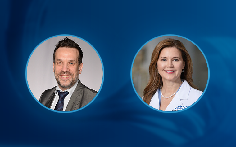 Dr. Shanda Blackmon and Dr. Igor Saftic in circles on a blue background.