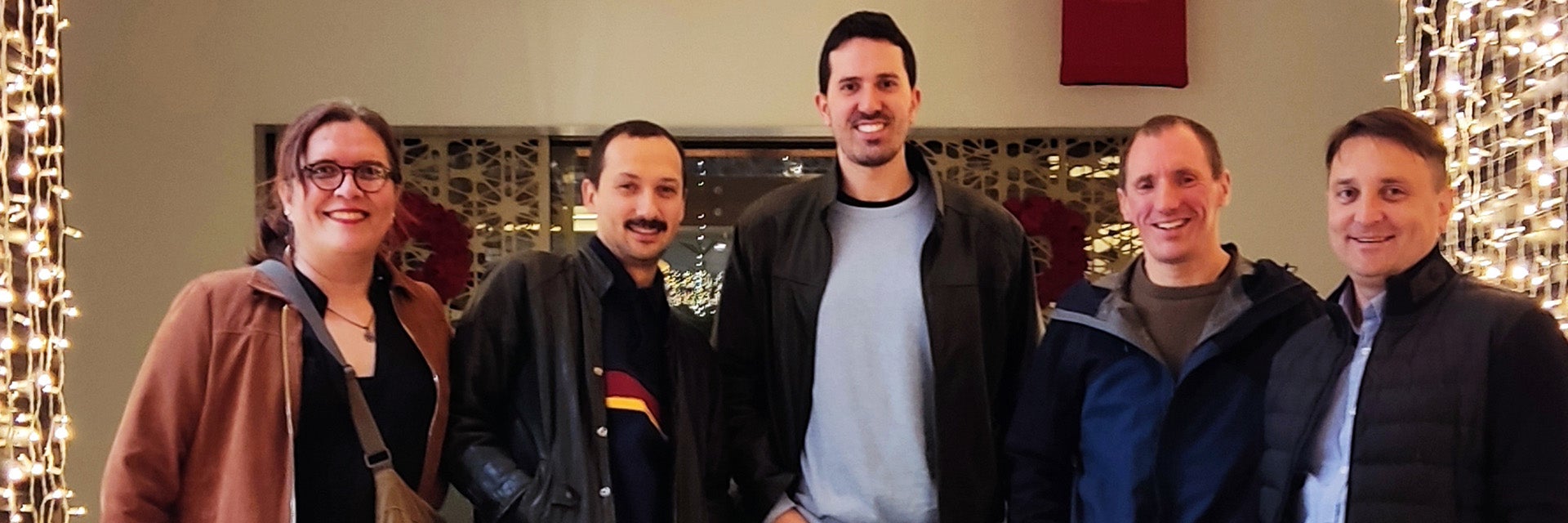 Spanish Materialise team posing together for a group photo in Leuven, Belgium