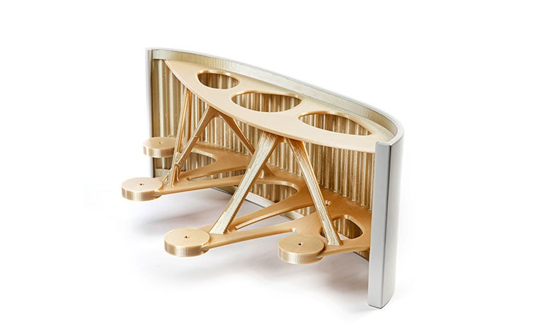 Eine 3D-gedruckte Abstandshalter-Element für Airbus, hergestellt mit Fused Deposition Modeling.