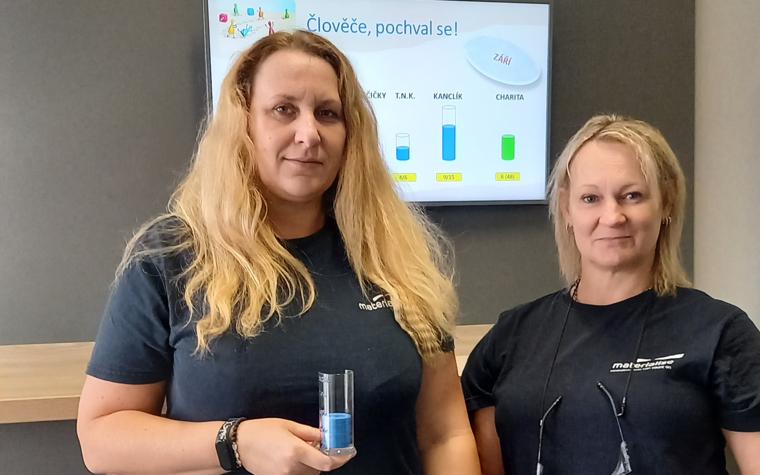 Czech team members Dana and Hanna holding Mataks in Materialise's Czech office