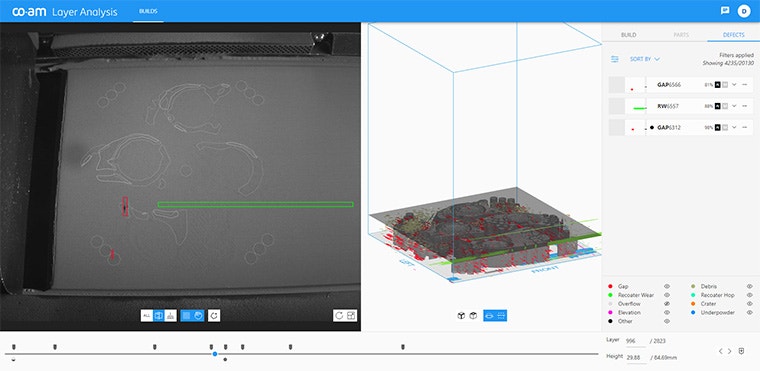 Screenshot of layer analysis in a build via the CO-AM software