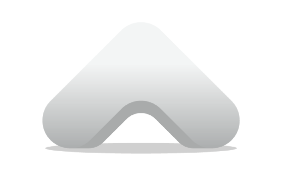 A minimalist, rounded triangular arrow icon pointing upward in a smooth gradient of light to medium gray.