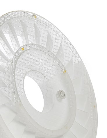 Close-up view of a circular part cast from patterns created using the Tetrashell technology in TuskXC2700T