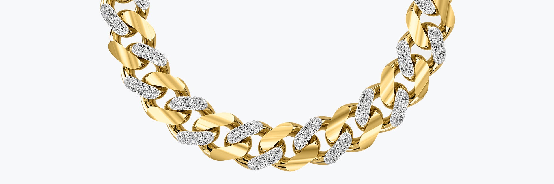 ダブルクリック・ロック・システムを採用したソザーのモナコ・チェーン。イエローゴールドとホワイトゴールド製。