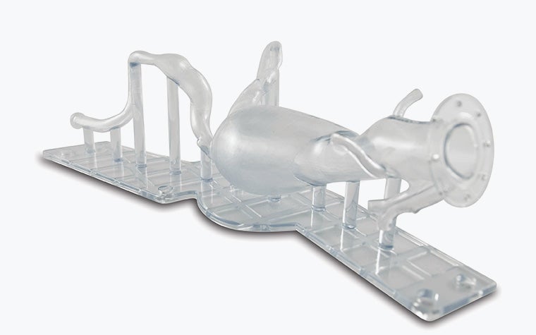 A clear, 3D-printed benchtop model to be used for R&D.