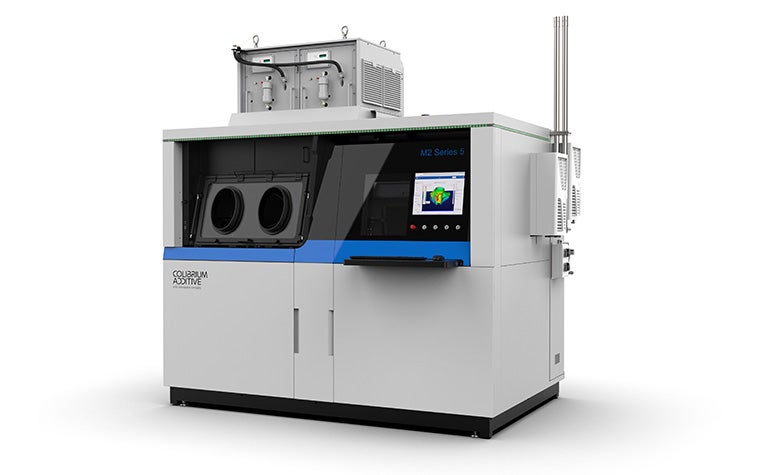 External view of the Colibrium Additive M2 Series 5 3D printer on a white background