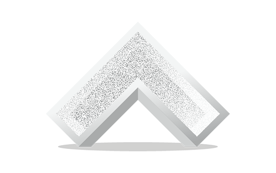 A three-dimensional angular shape resembling an upward-pointing arrow, with its inner surfaces filled with a textured, grainy pattern.