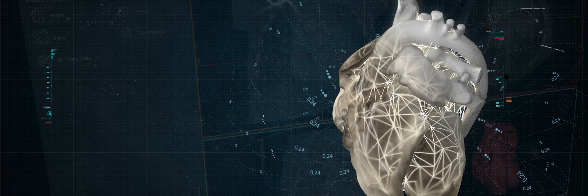 Digital render of a heart in 3D