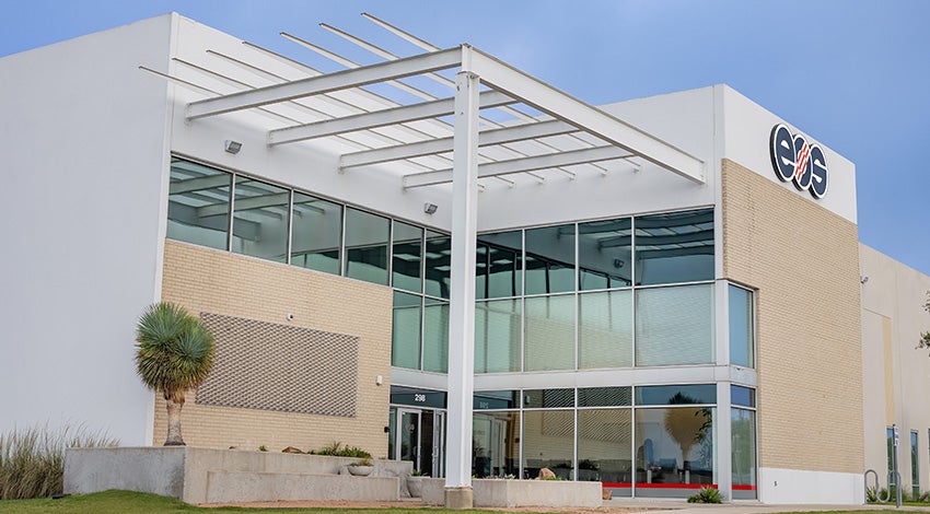The front of the EOS Pflugerville 3D printing facility in Texas.