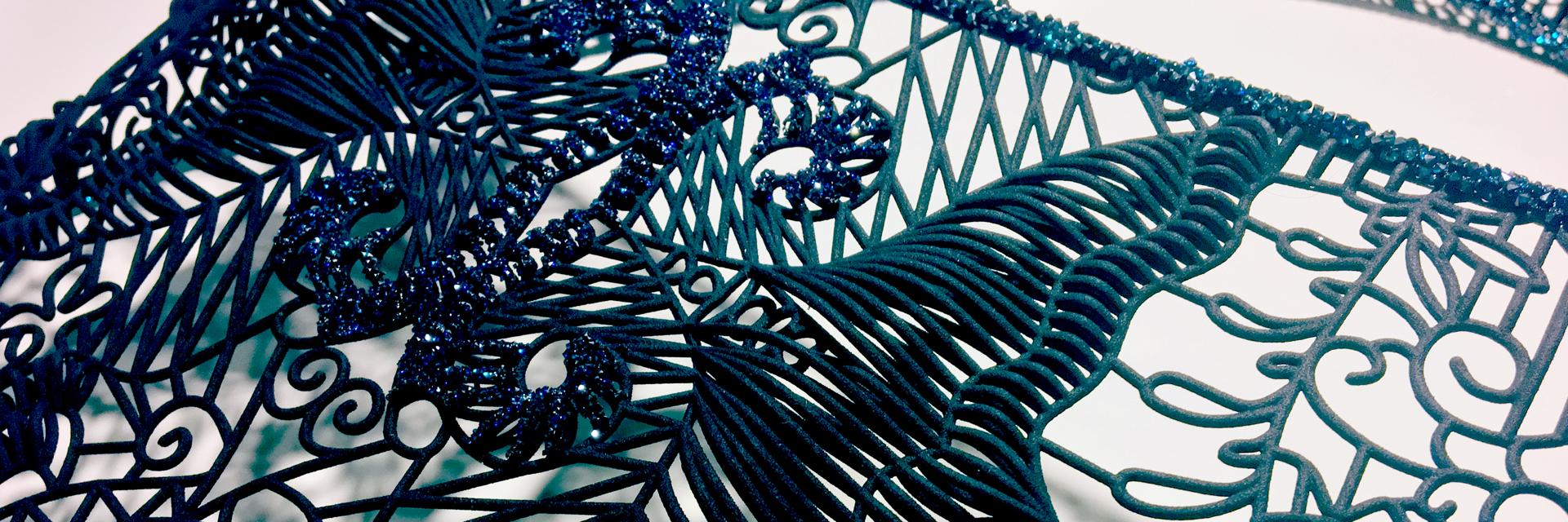 3D-printed statement piece with beading