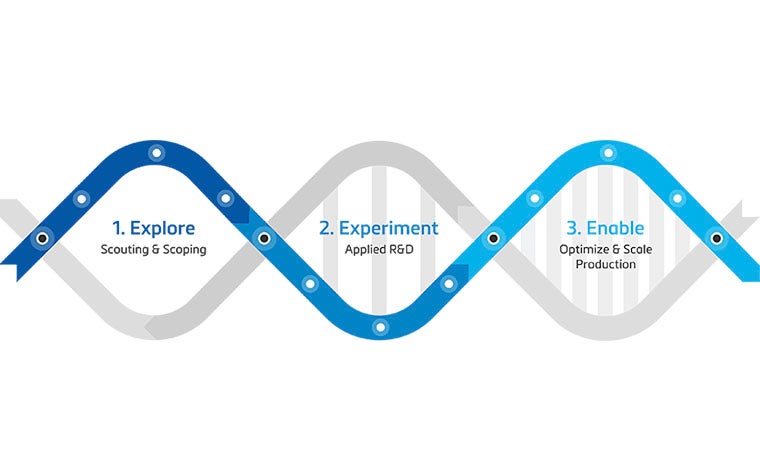 Graphic of the Mindware journey between DNA strands