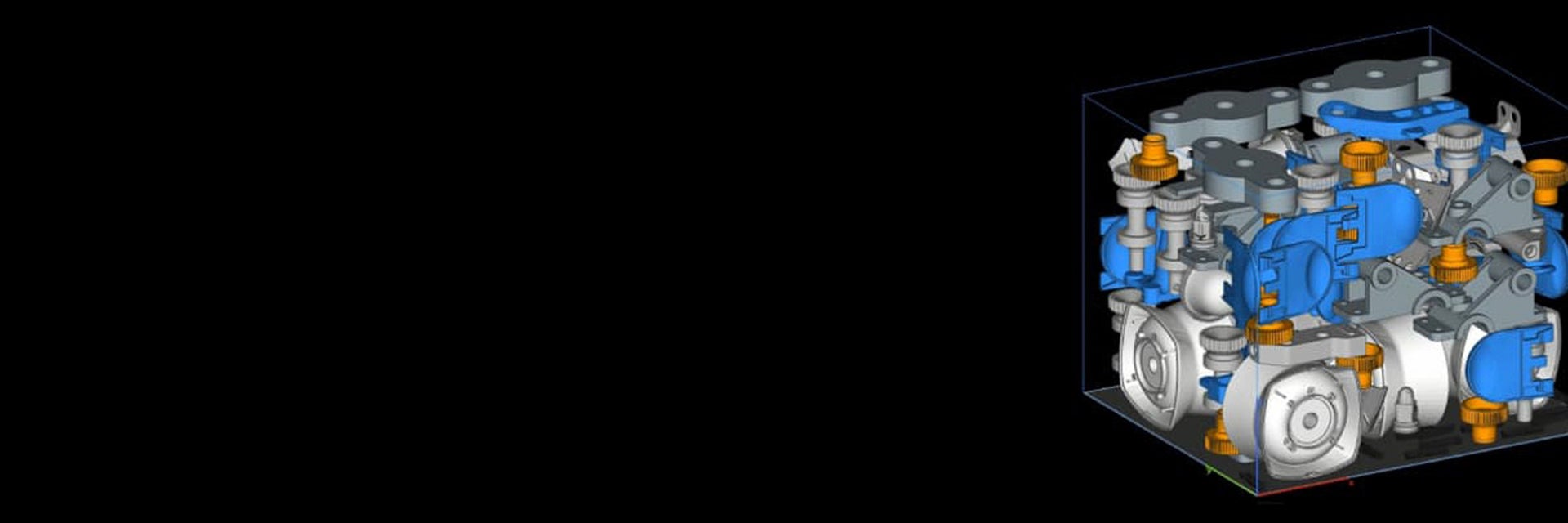 Digital image of colored parts nested into a build