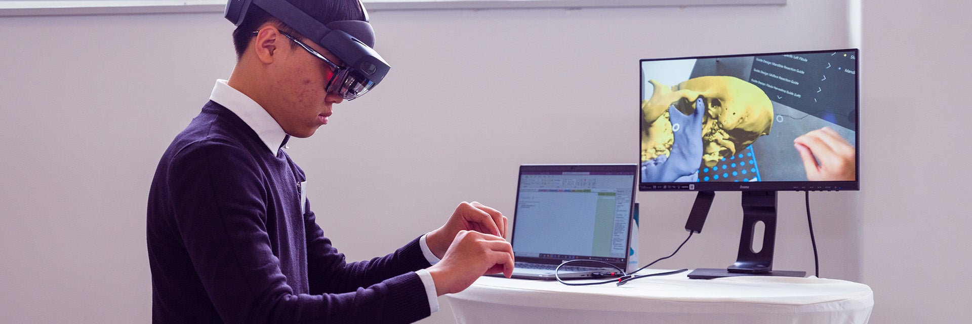 Man using augmented reality to test a surgical plan