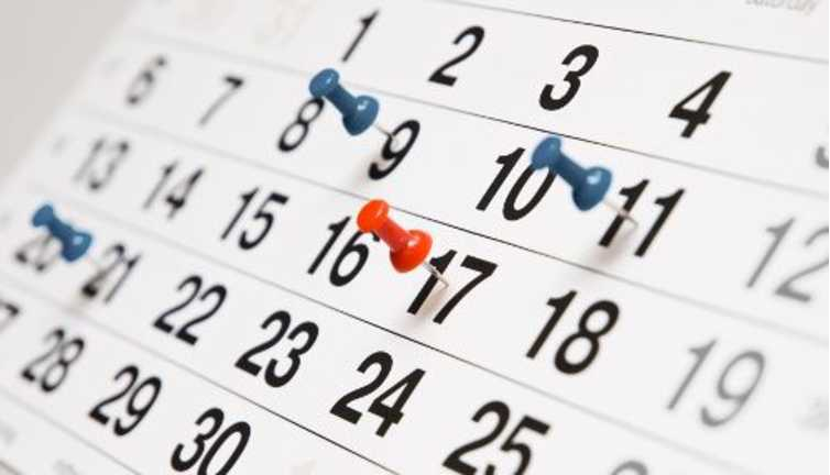 Wochenkalender mit Stecknadeln