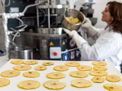 Il nuovo impianto DIC permette la produzione di essiccati di frutta e verdura con innovative caratteristiche di texture. ©Centro di Sperimentazione Laimburg/ivocorrà