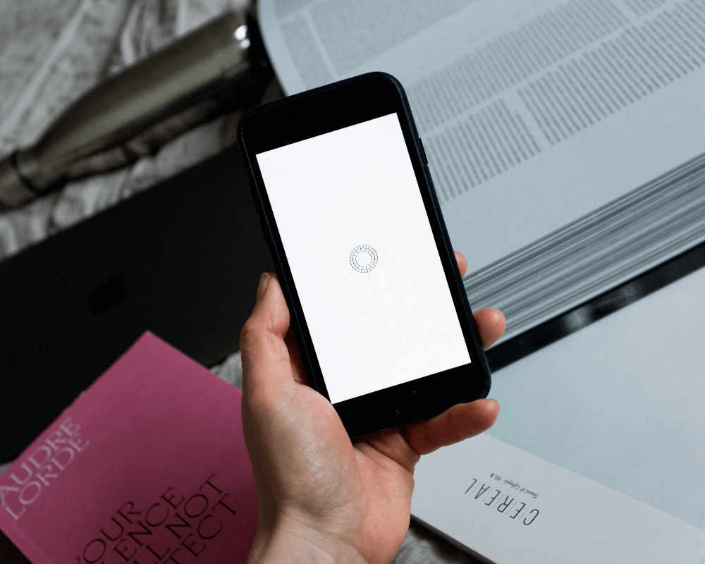Mobile phone with loading symbol