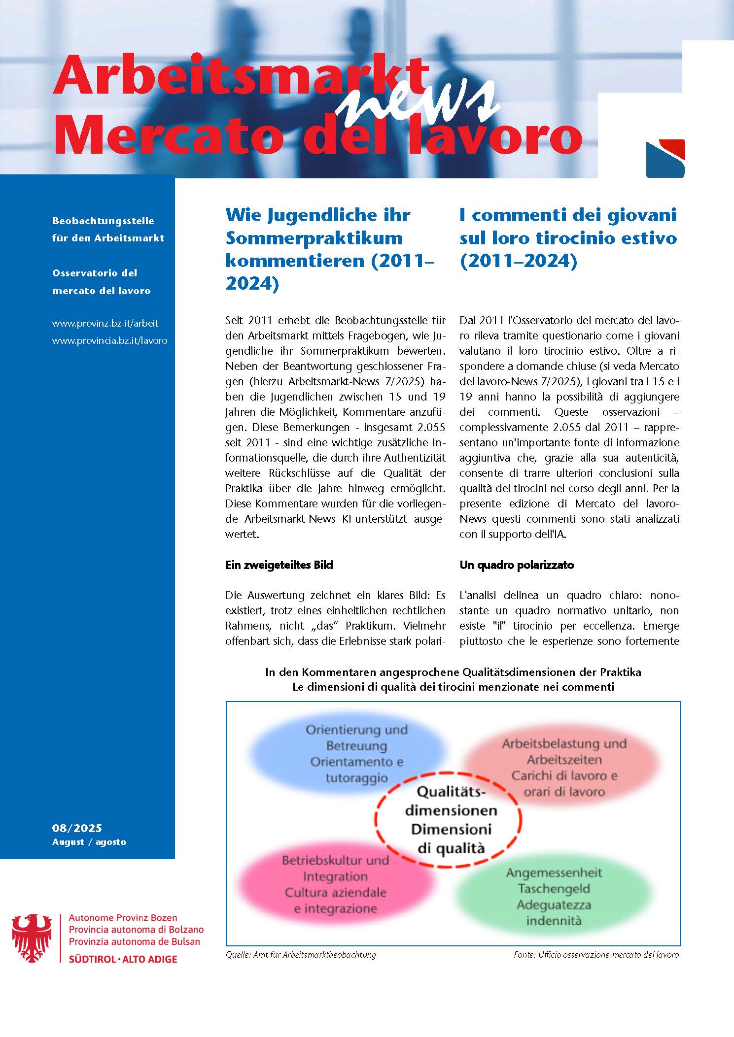 Nr. 8/2025 -  Wie Jugendliche ihr Sommerpraktikum kommentieren (2011-2024)