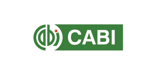 CABI logo - white lettering on green background
