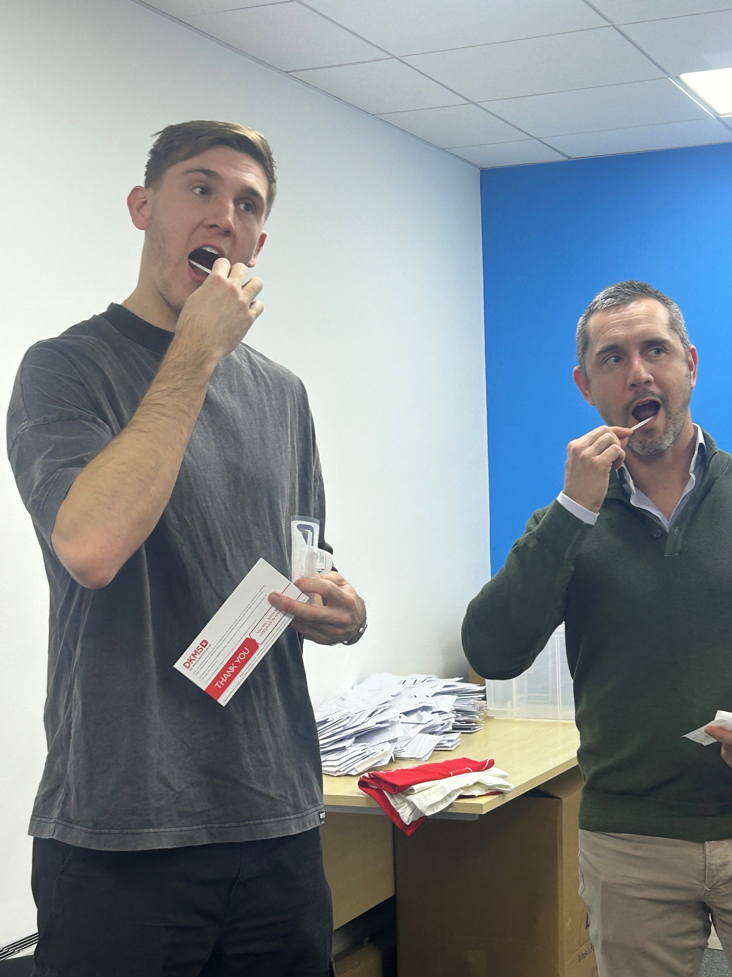 Jimmy Dunne and Peter McCleave swabbing 