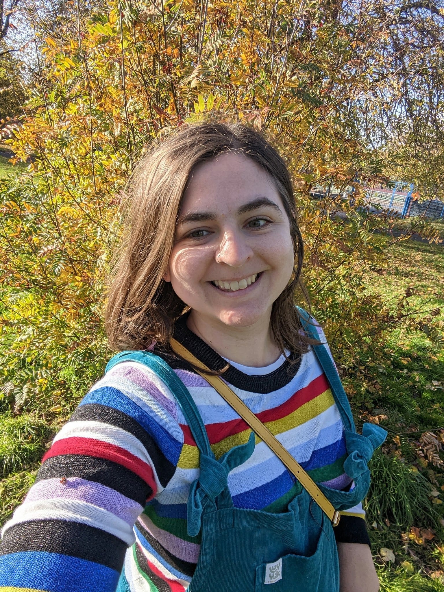 Nyika wearing a horizontal stripy jumper