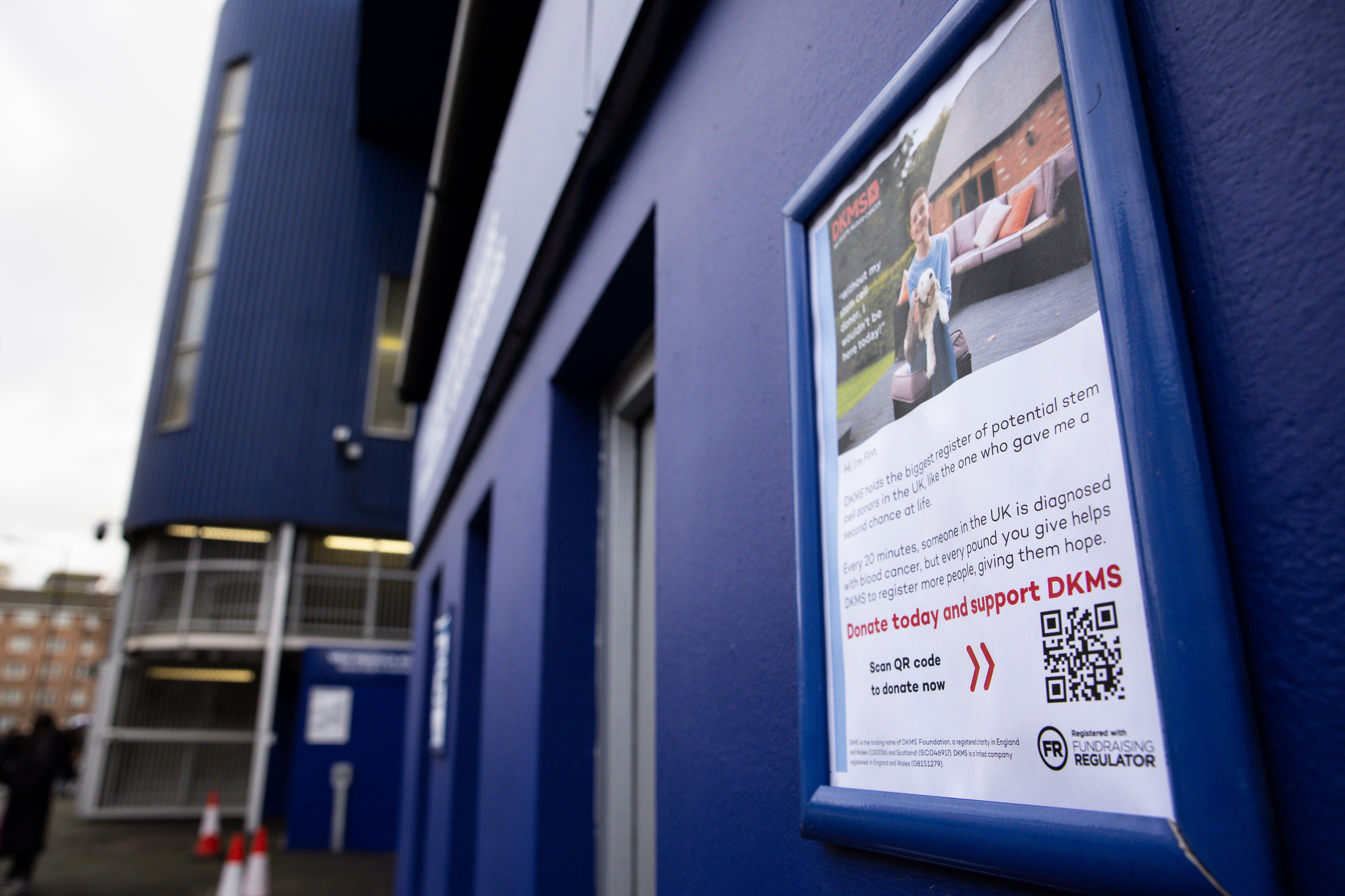 DKMS poster on display at Loftus Road Stadium