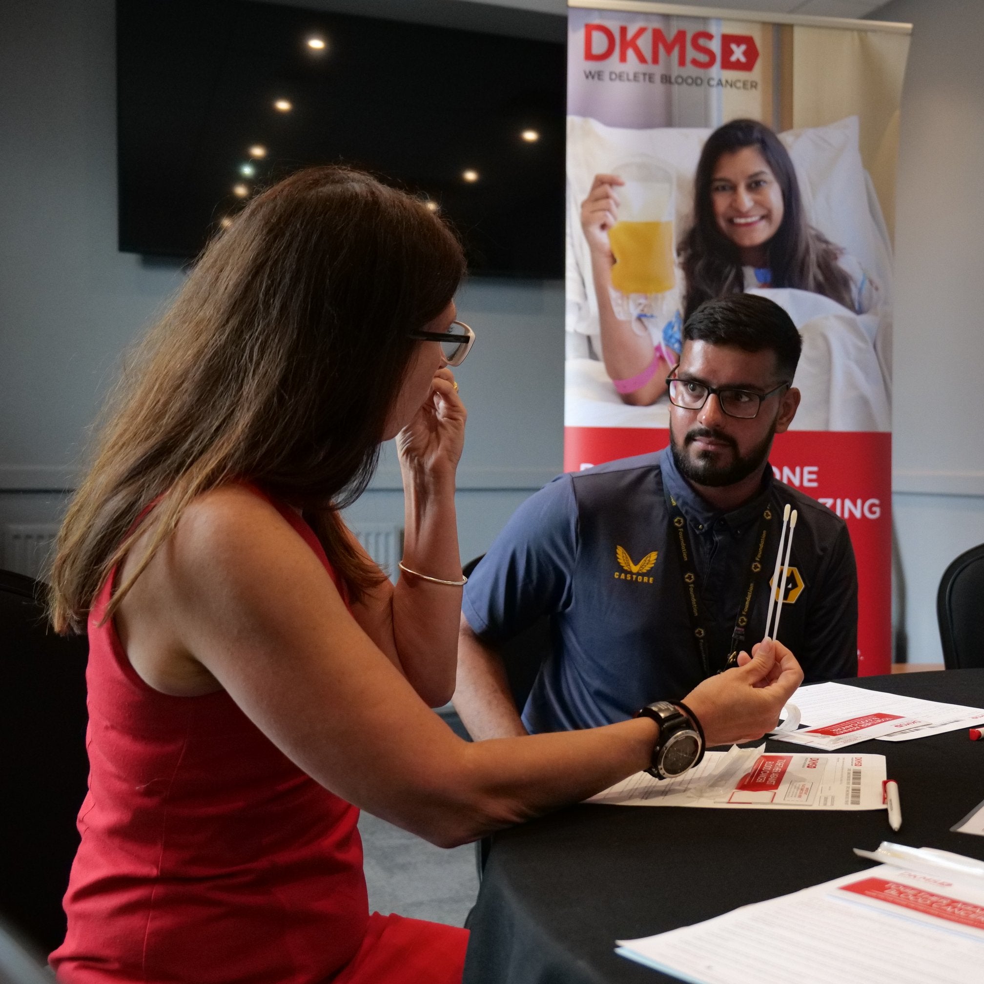 Lou showing how to swab