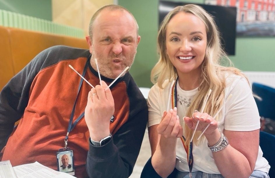 Kainos employees at DKMS donor drive