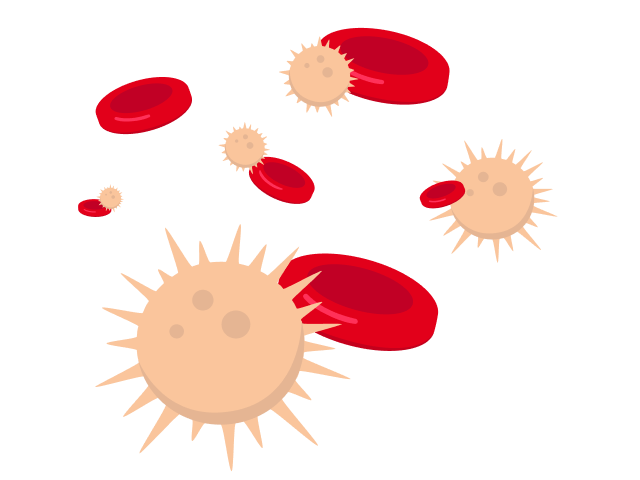Graphic of blood and cancer cells